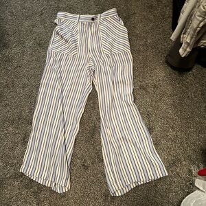 LOFT Blue and White Striped work pants